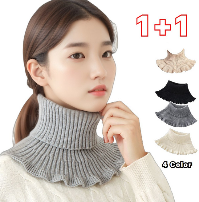 애플팜 프릴 니트 페이크 목폴라