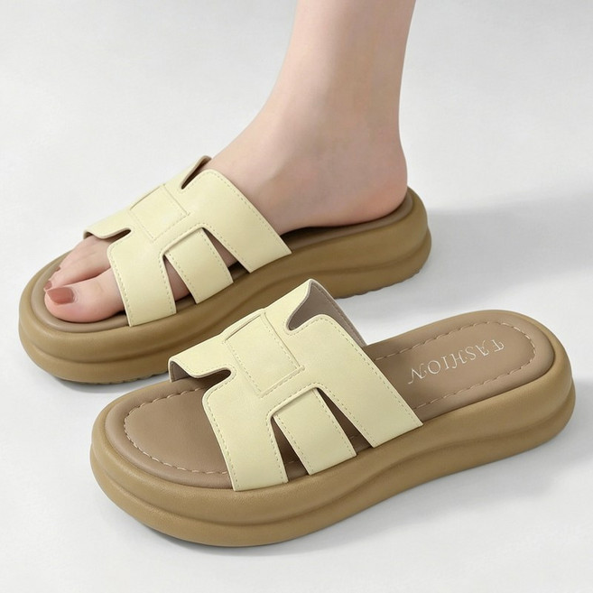 Modern Fashion 여성 발편한 통굽 샌들 고급감 컬러 슬리퍼 X139