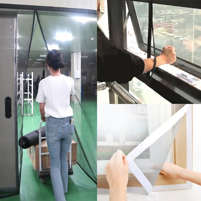 맞춤 대형 벨크로자석 현관방충망 창문 방충망 베란다모기장, 연회색-고급미세망