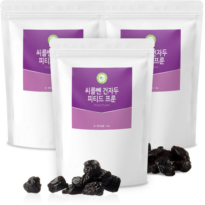 브이플랜 푸룬 건 자두 서양 말린자두 프룬 3kg (총 3팩) 켈리포니아, 3개, 1kg