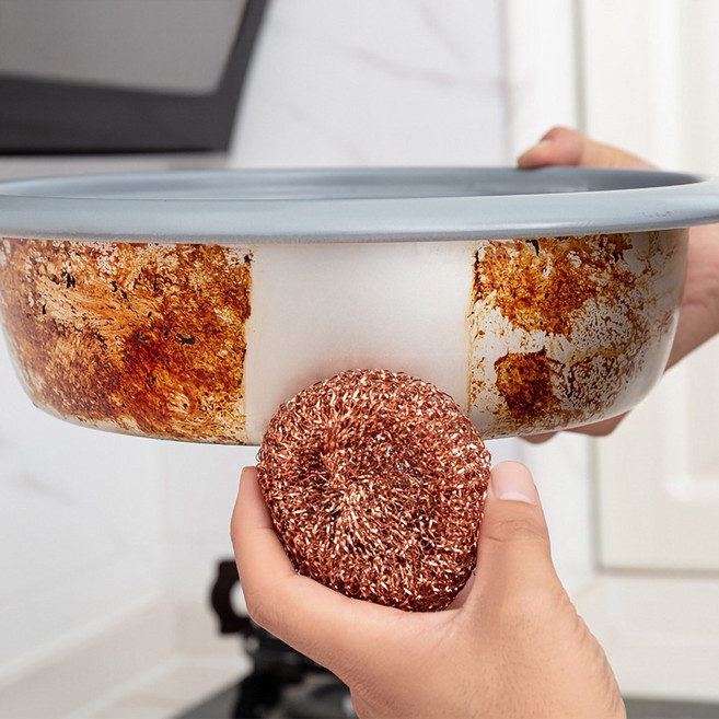 2p/4p 나노섬유 구리 수세미 스텐 철 탄냄비 은사 묵은때 주방용, 1세트, 4개