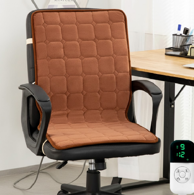 등받이 의자 전기 방석 1인용 일체형 의자 온열 방석 쿠션 사무용 의자 쇼파 온열 전기 매트 탄소 열선 전자파없는 전기 장판, 45*90cm, 브라운