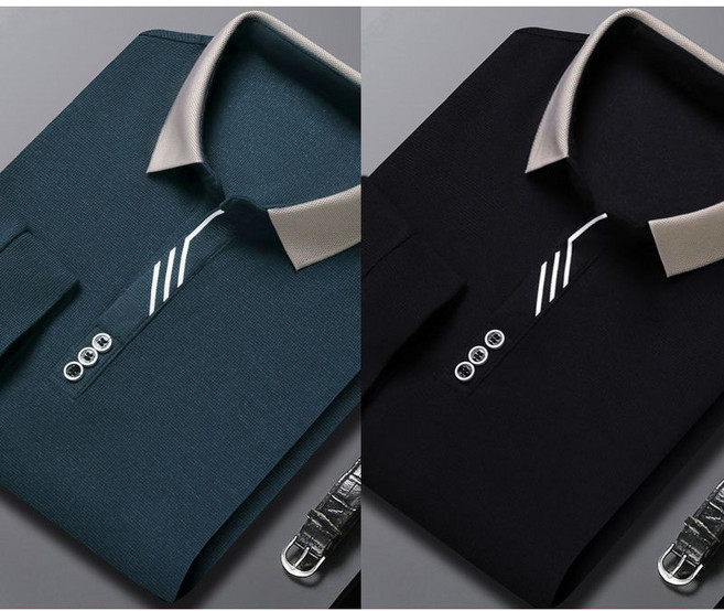 1+1 남성 봄 가을 폴로 티셔츠 패션 캐주얼 순면 터틀넥 긴팔티 루즈핏 데일리 폴로 셔츠 상의 WMY