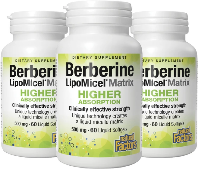 네추럴팩터스 베르베린 리포미셀 매트릭스 500mg 리퀴드 소프트젤, 60정, 3개 - 쿠팡