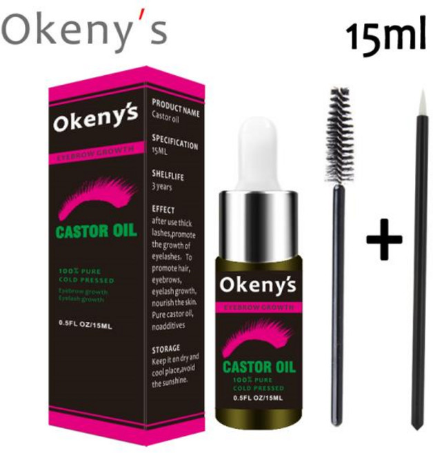 카스터 오일 눈썹 성장 세럼 속눈썹 영양 강화제 성장 리프팅 속눈썹 두꺼운 속눈썹 마스카라 메이크업 제, 1개, Castor oil, 15ml