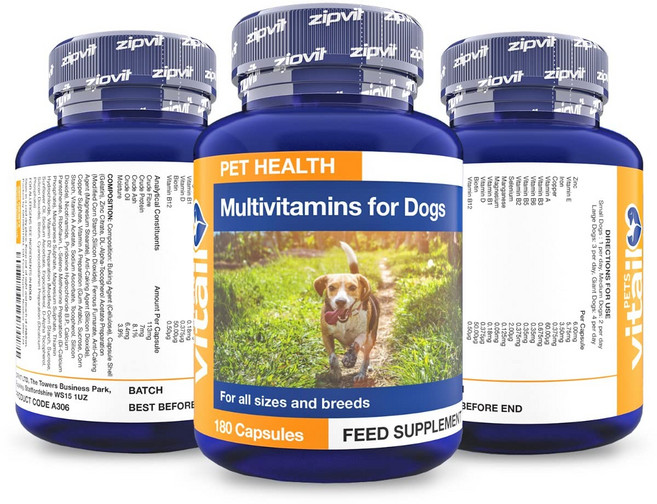 USKORNET 영국직배송 반려 동물 멀티 비타민 16종 필수 비타민과 미네랄 180정, 1개, 뼈/관절강화