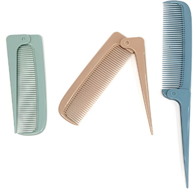 MDC 접이식 꼬리빗 다운컬러 3종세트 / 휴대용빗, 1개, 혼합색상