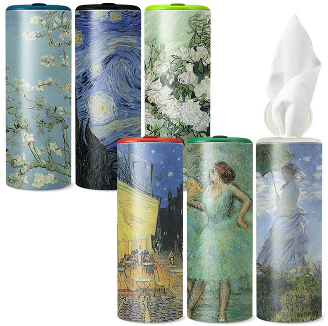 슬림티슈 6P [명화시리즈1] 캔티슈 차량용티슈 /명화를 품다 /대나무 티슈 6개 선물세트, 6개입, 1세트