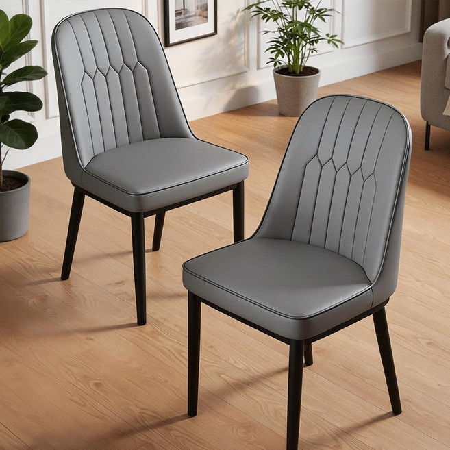 라온프리 일체형 등받이 인테리어 식탁의자, 2개, 그레이