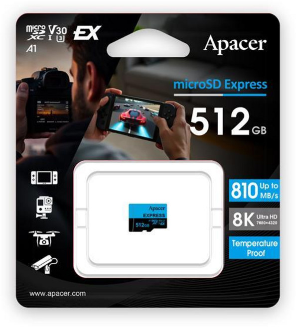 Apacer 512GB MicroSDXC U3 V30 A1 EXPRESS 810M 適用於 Switch 記憶卡, 1個