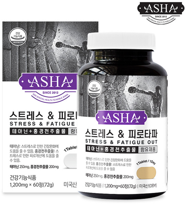 아샤 스트레스 앤 피로타파 홍경천 테아닌, 60정, 1개