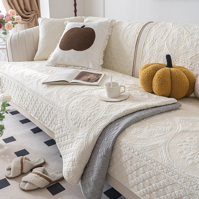 FEIFAN 핏 좋은 코튼 미끄럼방지 누빔 소파패드 4인용