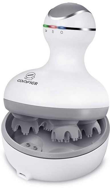 COMFIER 전기 마사지 무선 마사지기 반죽 84개의 성장을 위한 두피 모발 노드 헤어, 화이트.