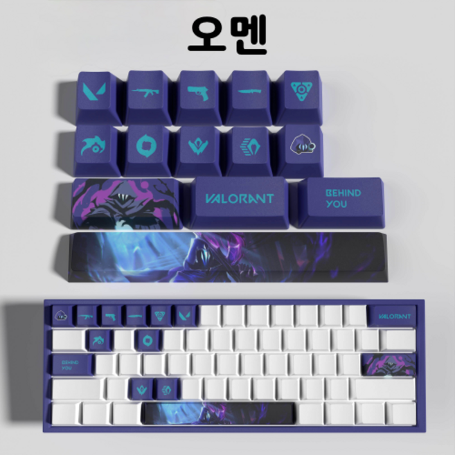 발로란트 캐릭터 PBT 스킬 표시 키캡 26종 (제트 킬조이 레이나 오멘 외) 키보드 호환, 14키
