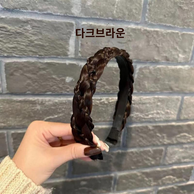 여자 가발 머리띠 패션 포인트 꽈배기 연출 가발 와이드 촬영 스튜디오, 여섯가닥다크브라운