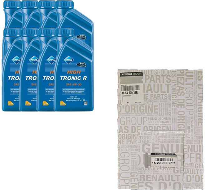 QM6 2.0 디젤(19년9월 이전) 아랄 하이트로닉 R 5W30(8L) 르노 순정 필터 엔진오일세트, 1개