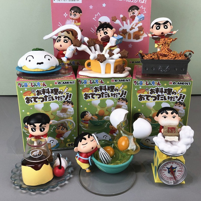 짱구 피규어 6종 세트 요리를 도와요 시리즈 굿즈 장식 소품, 1개