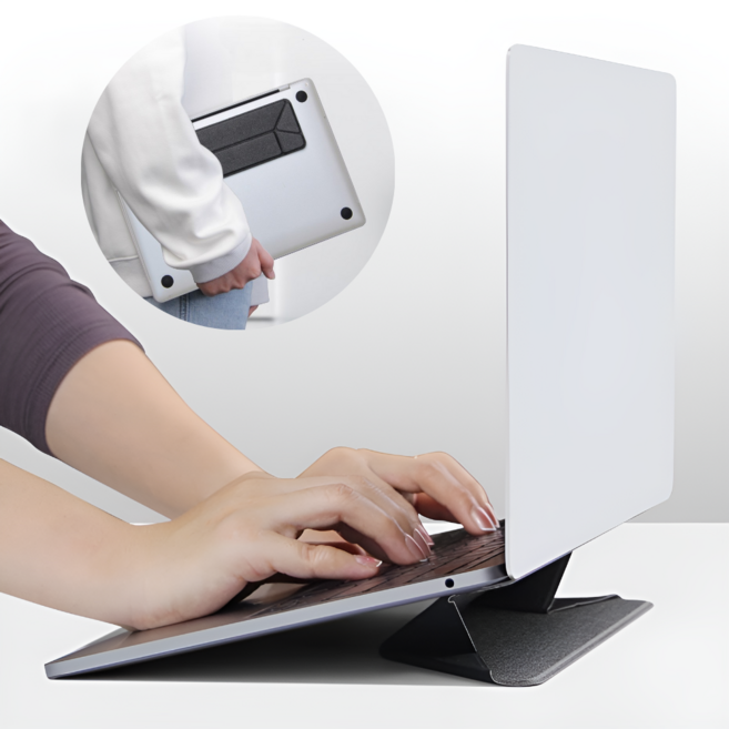 하임리프 초경량 안정고정 휴대용 부착형 노트북 거치대, M (22.3×7.2cm 10°), 1개, 블랙