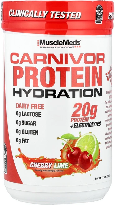 MuscleMeds Carnivor Protein Hydration Cherry Lime 17.6 oz (500 g), MuscleMeds, Carnivor Protein H, 500g, 1개 - 쿠팡