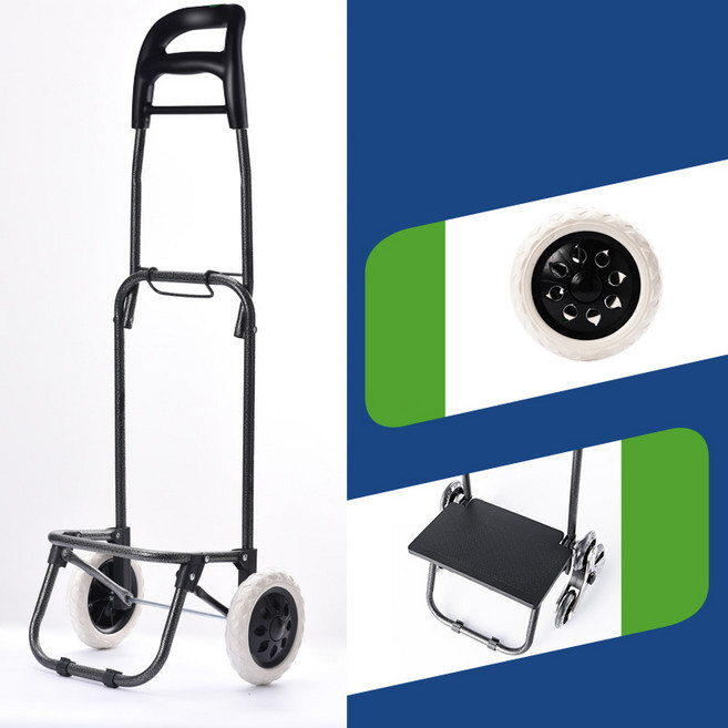 가벼운 장보기 카트 GIANXI 작은 손수레 계단식 접이식 작은 트레일러 손수레 카트 손수레 카트 가정용 휴대용 장바구니 가벼운 노인 손수레, 대형(발포휠+바닥판), 1개