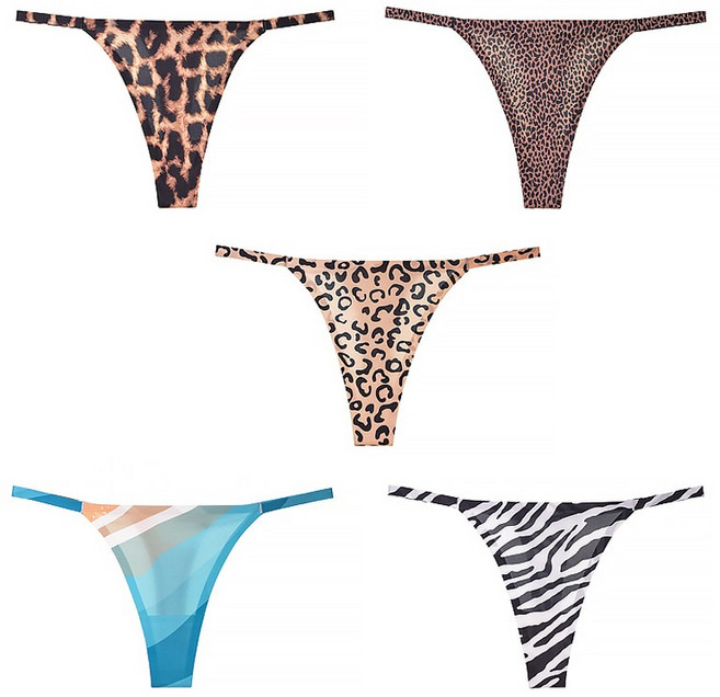 레오파드 요가 끈 여성T팬티 5장세트