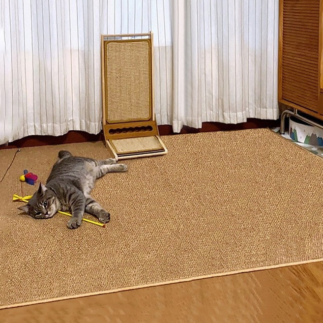 HYsien 고양이 눕기편한 고양이 스크래쳐 카페트 대형, 1개, 다크 브라운