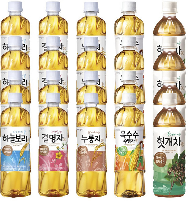 웅진 하늘보리 누룽지차 옥수수수염차 결명자차 헛개차 500ml 각4개씩 20페트 차음료, 20개