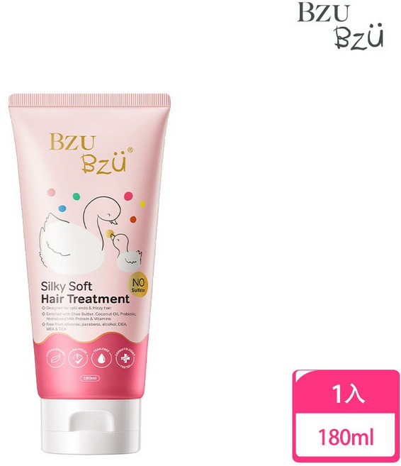 BZU BZU 兒童柔順洗髮精 適合4歲以上兒童及成人, 1個, 兒童潤髮乳180ml/瓶