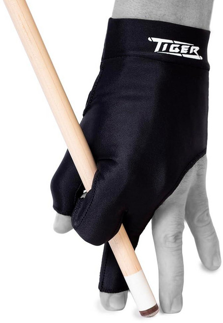 Tiger-X PRO Series Billiard Glove – Black – Open Fingers - Professional Pool Cue Glove with Enhanc, for Left Hand (Right-Handed Pl