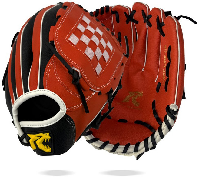 류 스타트 라인업 올라운드 PVC 야구글러브 입문용, 1개, 투수-오렌지/브라운(12인치)