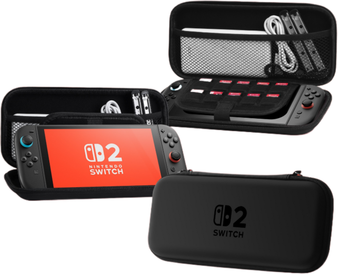 Silk Road 닌텐도 스위치2 케이스 하드 파우치 충격방어케이스, 1개, 블랙, SW2