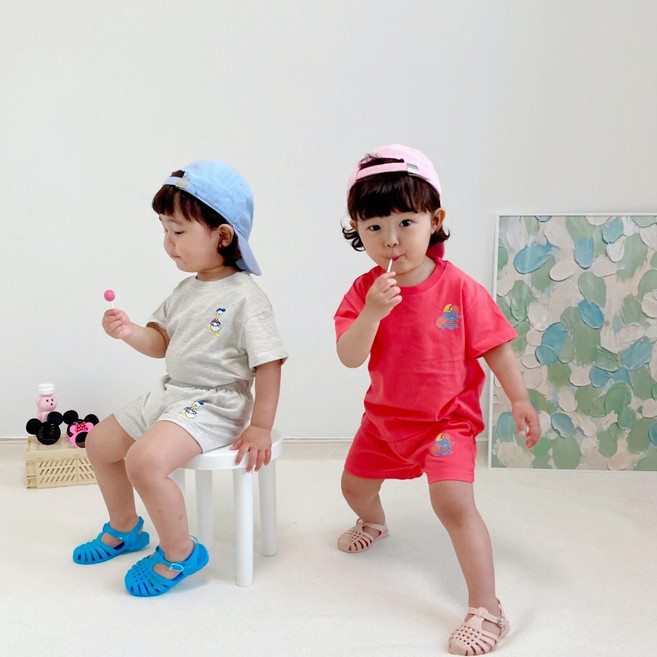 상상 유아 아동 여름 디즈니 캐릭터 심플 상하의 세트