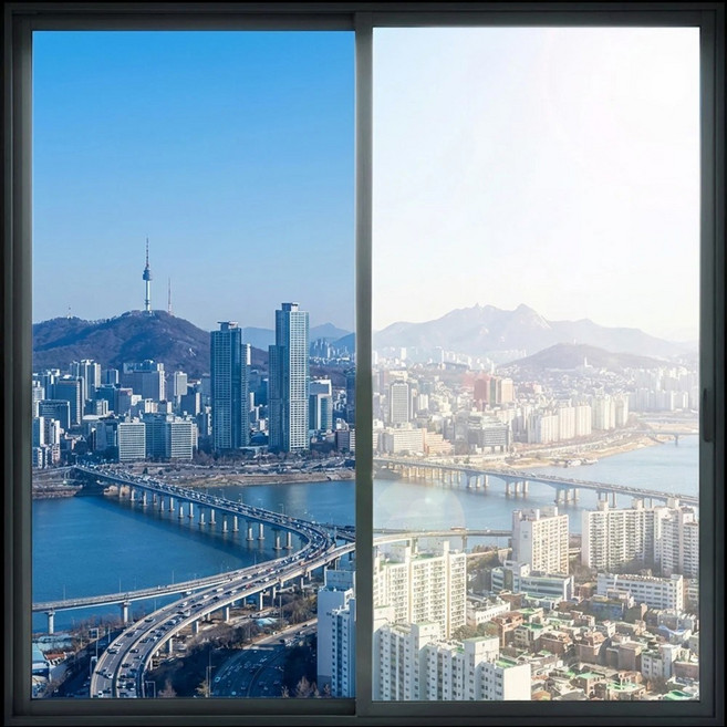 앞날창창 물로 붙이는 창문 사생활 보호필름 햇빛 가리개 시트지, 딥블루