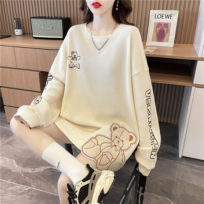 TOONIES 여성용 루즈핏 캐릭터 패치 맨투맨