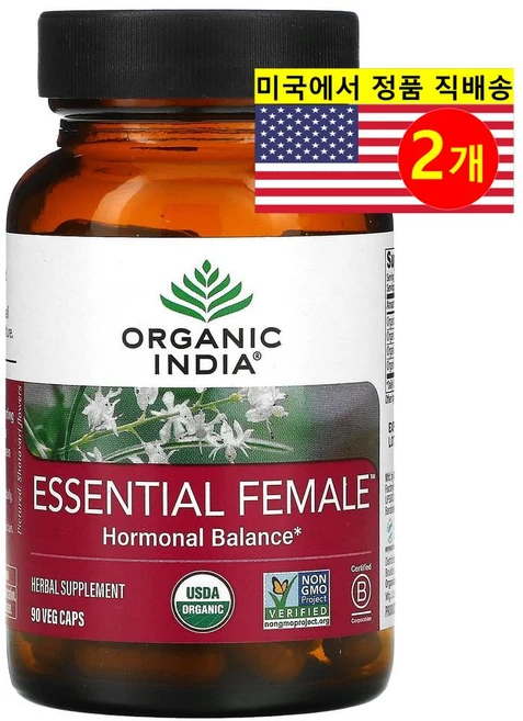 Organic India 에센셜 여성 호르모널 밸런스 90 베지캡슐, 2개, 90정 - 쿠팡