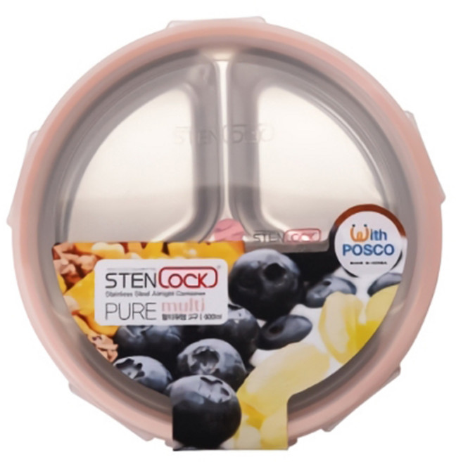 스텐락 국산 스텐밀폐용기 나눔용기 퓨어 멀티원형 3호 600ml/4호 920ml/5호 1100ml 택1, 1개, 5호 1100ml