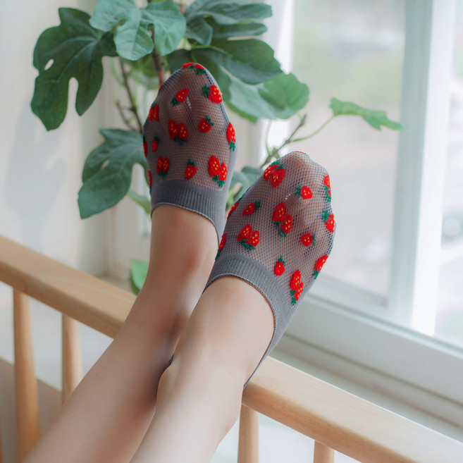 GGRN 여성 시스루 양말 페이크삭스 그레이스 모노 실리콘 덧신 W-F-065