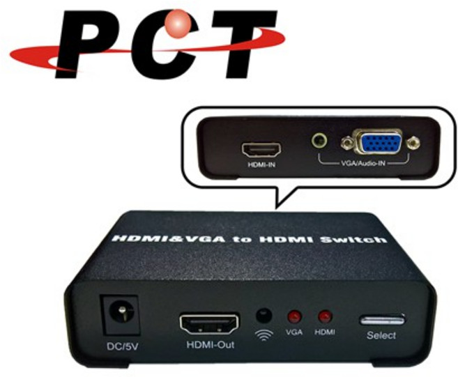 PCT HDMI&VGA轉HDMI切換器 HVH201, 1個