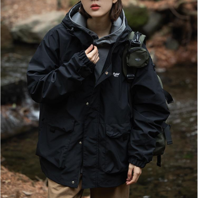 체인지쉬(change she) 남여공용 루즈핏 베이직 후드 집업 바람막이 자켓