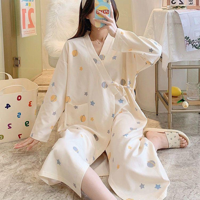 和服睡袍 中長款浴袍睡裙 女清新日式睡衣
