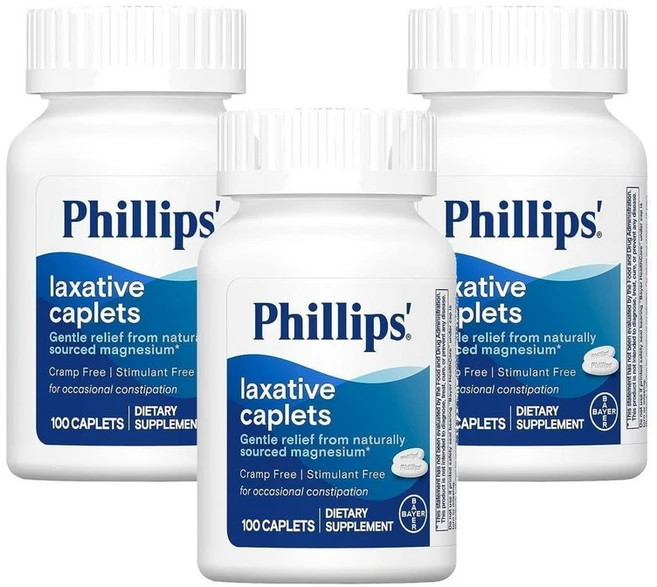 Phillips Laxative Caplets Gentle Relief 필립스 랙서티브 캐플릿 젠틀 릴리프, 3개, 100정 - 쿠팡