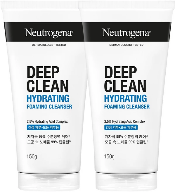 뉴트로지나 딥클린 하이드레이팅 포밍 클렌저, 150g, 2개 - 쿠팡