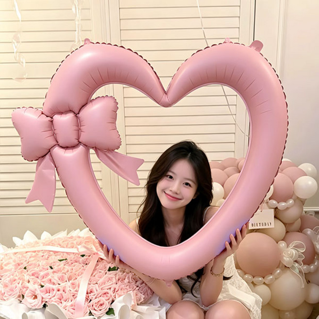 리본하트 액자, 1개, 핑크