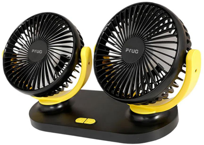 프루그 24V 트럭 화물차 차량용 선풍기 대형차 지게차 겸용, 옐로우