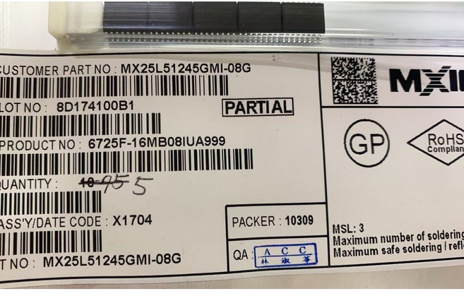 Macronix 全新原裝 NOR快閃記憶體IC 記憶體晶片 MX25L51245GMI-08G, 1個