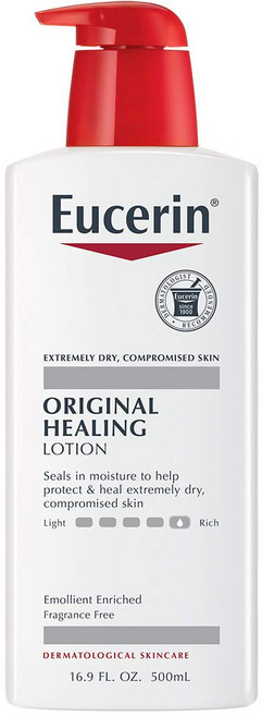 유세린 로션 오리지널 힐링 16.9온스 펌프 (500ml) (3개 Eucerin Lotion Original Healing 16.9 Ounce Pump (500ml) (3 Pack, N/A, 무향료, 1개