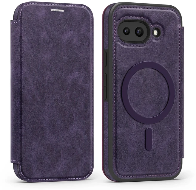 플립 마그네틱 보관 카드 홀더 Google Pixel 10 8 9 Pro XL 9A 솔리드 컬러 비즈니스 커버 용 가죽 자석 전, 05 Pixel 9 A, 05 Dark Purple