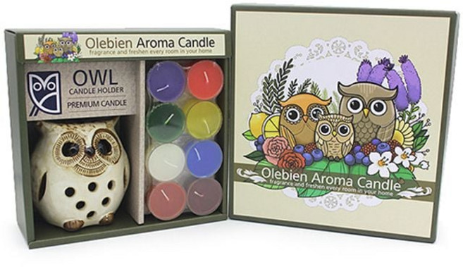 더허브샵 미소 부엉이 캔들세트 (2종), 레드