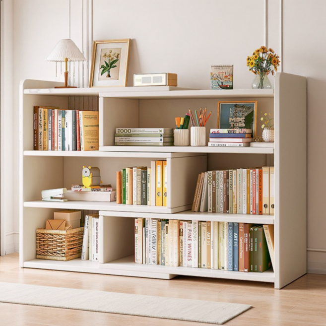 BILIMO 길이 조절형 책장 책꽂이 3단 수납 선반 대용량 다용도 책꽂이 정리함, 화이트, 240mm
