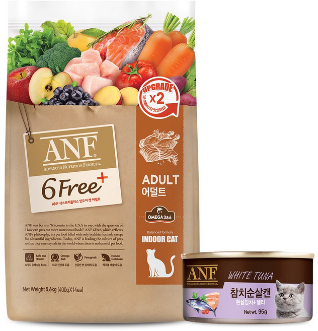 ANF 캣 식스프리플러스 어덜트 5.6kg + 캔 참치순살 95g, 1개